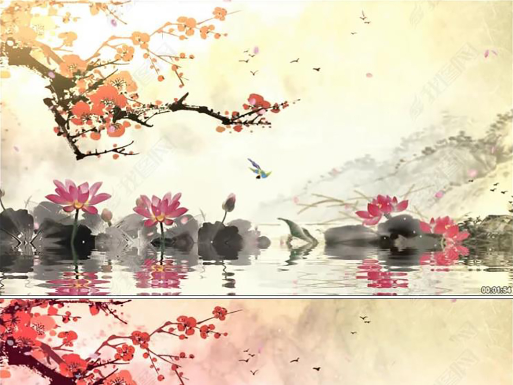 古筝琵琶语梅花中国风水墨视频素材