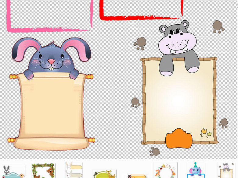 卡通动物边框对话框装饰海报素材(图片编号:1