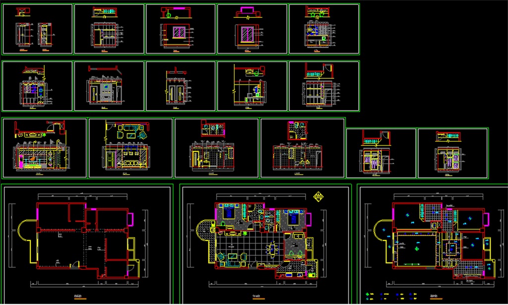 dwg)一梯三户三房两厅户型图基本户型图室内设计三房户型图家