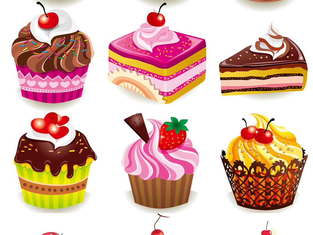 手绘纸杯蛋糕图片矢量图|纸杯蛋糕设计矢量图设计图