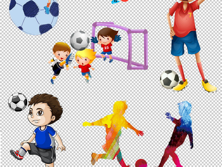 卡通儿童玩耍踢足球图片海报素材(图片编号:1