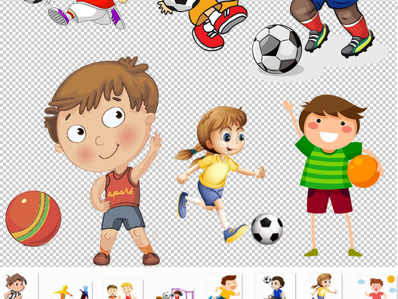 卡通儿童玩耍踢足球图片海报素材(图片编号:1