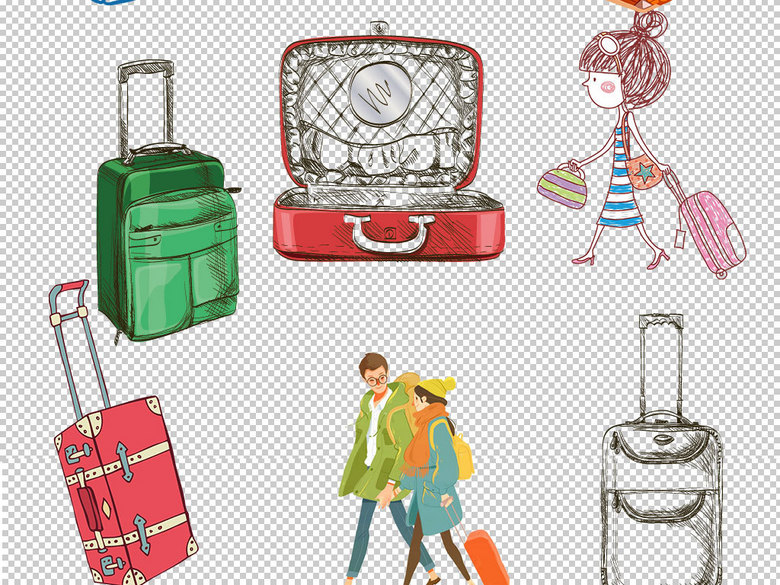 卡通旅行行李箱海报图素材(图片编号:1609479
