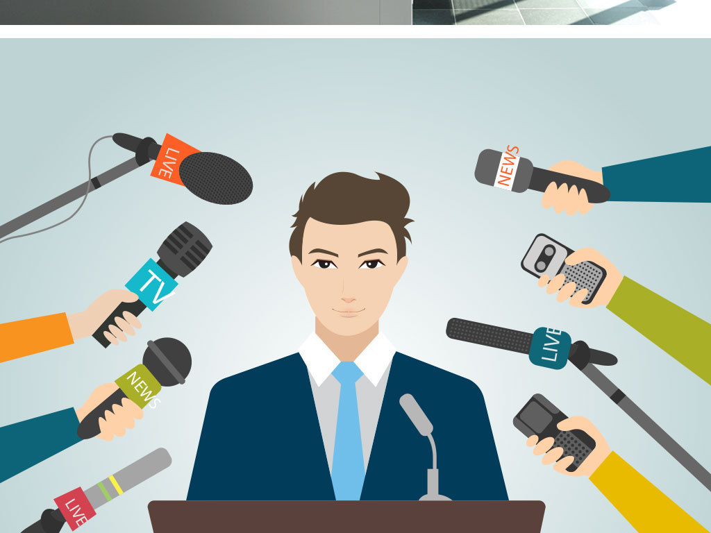 平面电视新闻节目采访背景的概念矢量插图设计