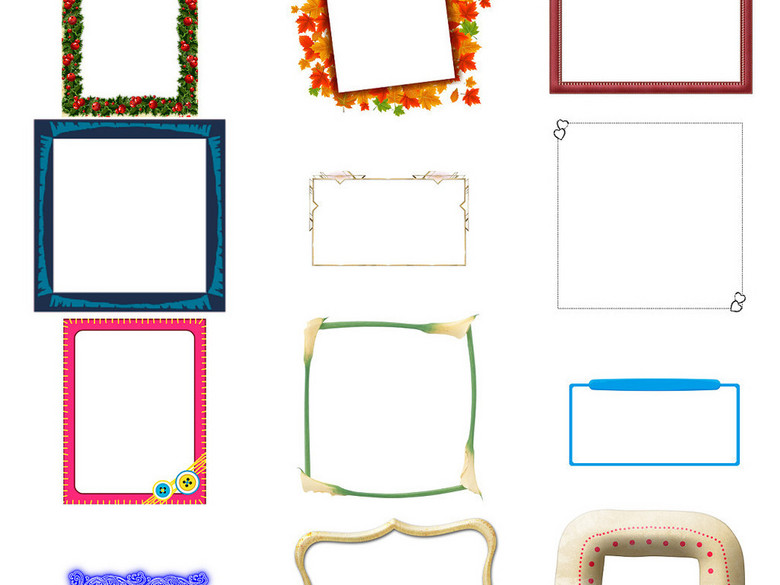 电子小报卡通方形边框免抠透明素材2(图片编号