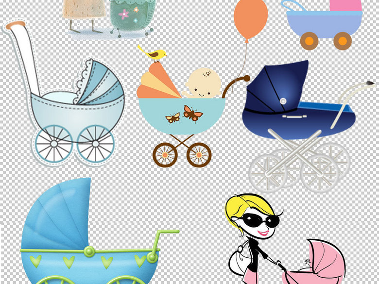 卡通婴儿车宝宝海报设计元素(图片编号:16104