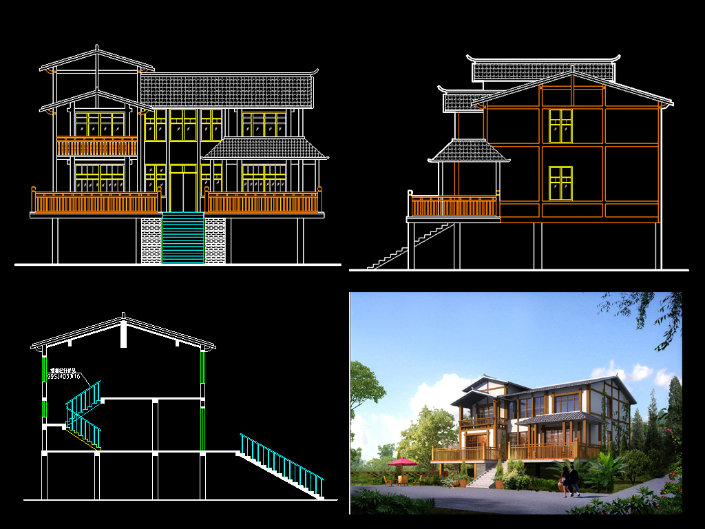 别墅建筑结构水电图施工图