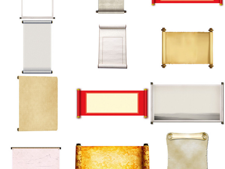 古典画轴卷轴画轴免抠海报设计素材(图片编号