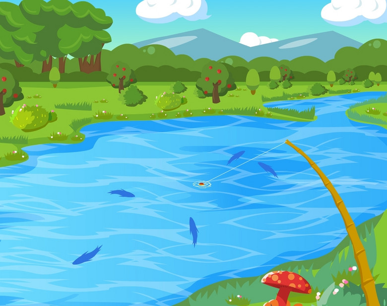 flash钓鱼游戏池塘鱼竿界面多个场景(图片编号