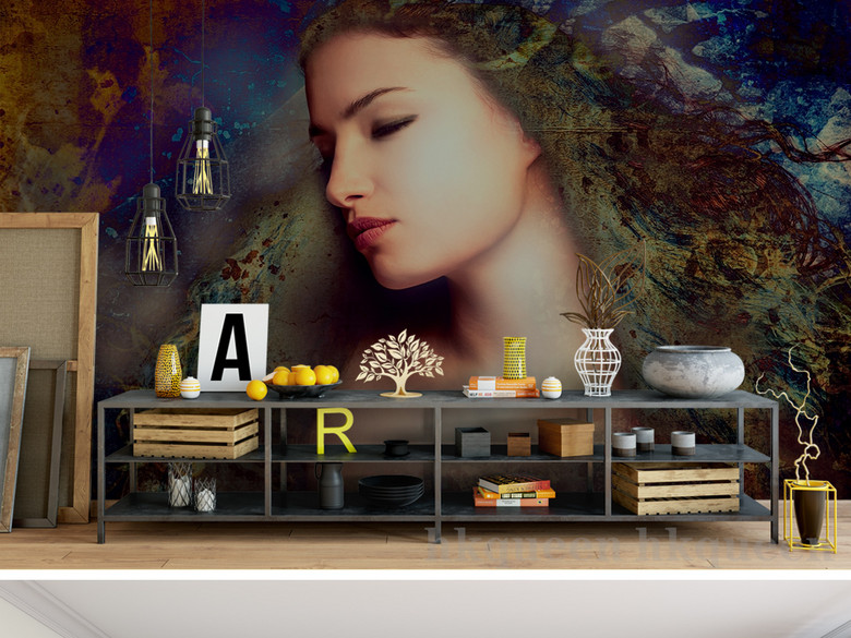 欧式复古怀旧唯美美女人物油画背景墙(图片编