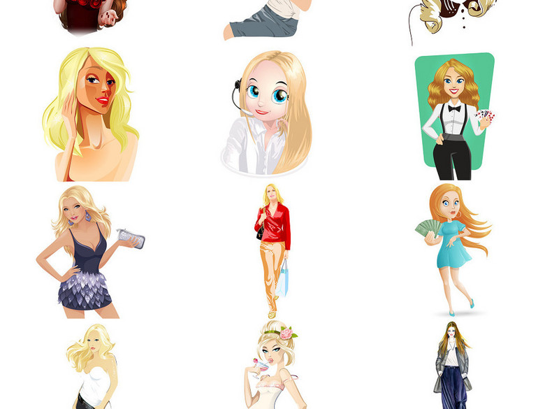 卡通金发美女免扣png素材打包2(图片编号:161