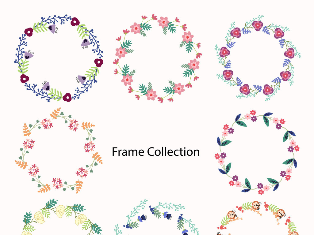 精美时尚可爱花环卡通背景素材