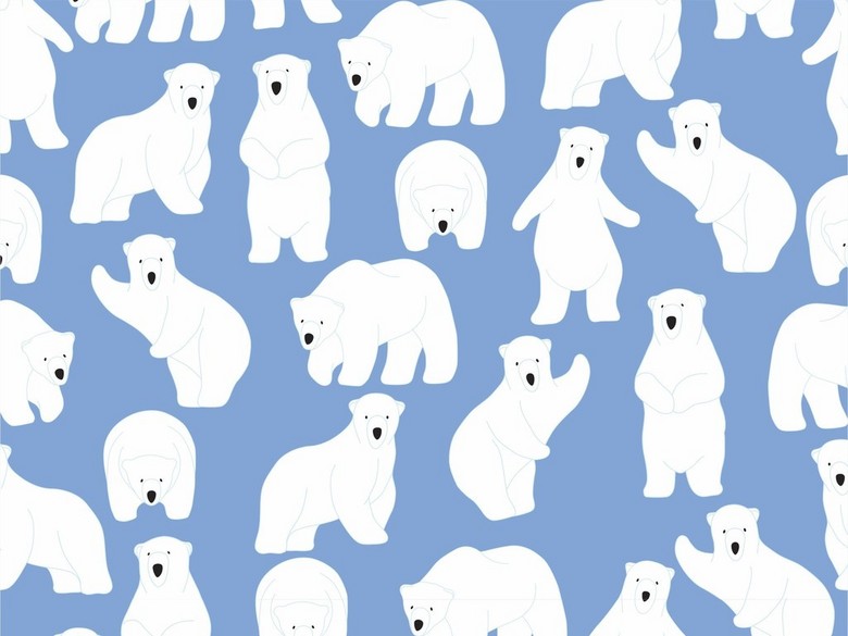 北极熊卡通印花图案童装面料儿童用品印花图(
