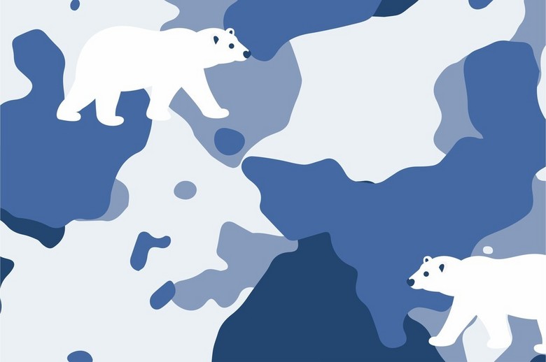 卡通图案动物小熊几何图形迷彩印花图案AI(图