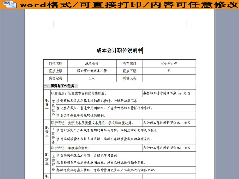 财会审计部成本会计岗位说明书(图片编号:161