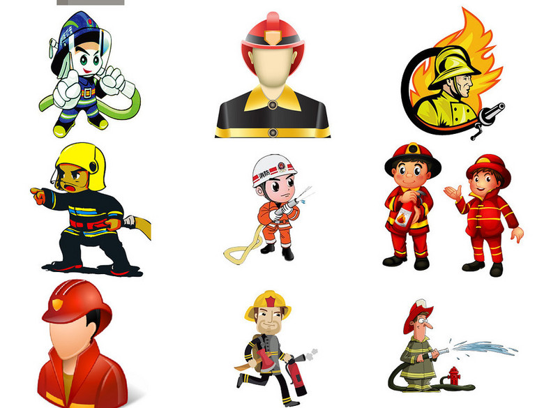 救火灭火卡通消防员人物形象免抠素材1(图片编