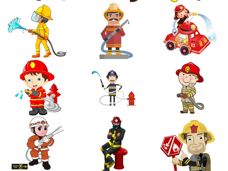 消防员卡通形象免抠设计图素材1(图片编号:16