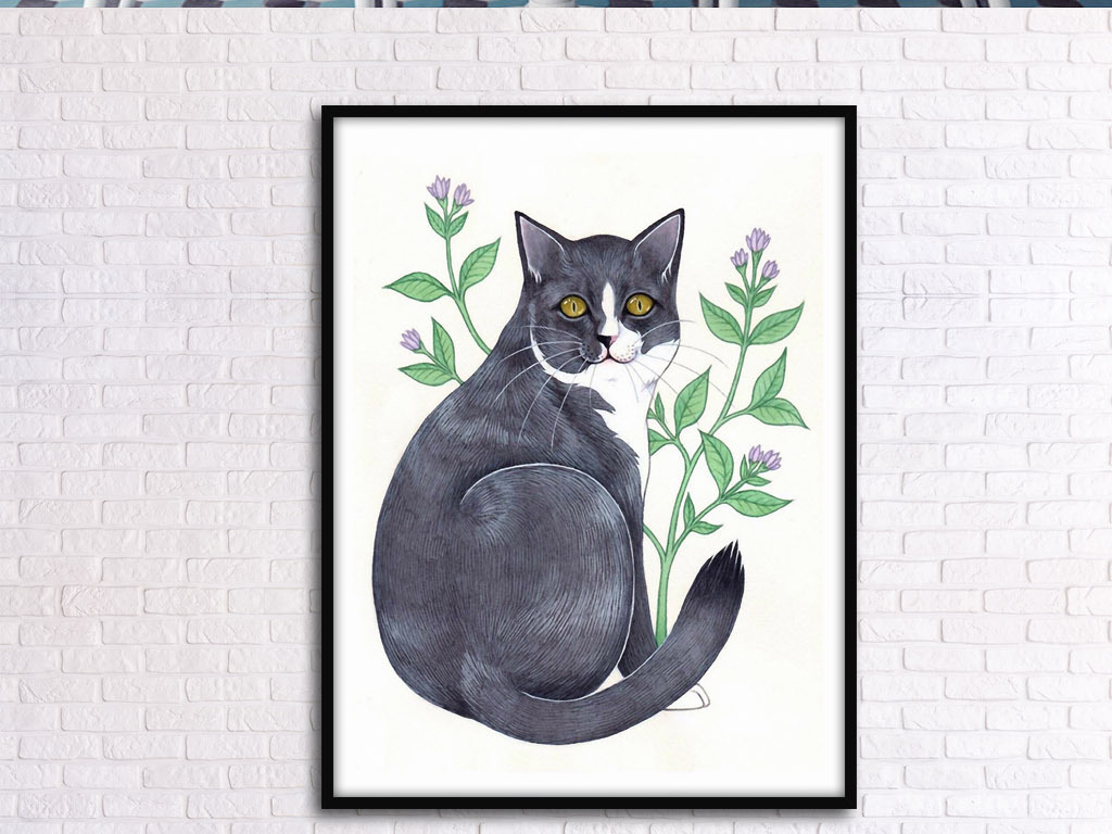 【本作品下载内容为:"黑猫花草新中式小清新手绘欧式家居装饰画"模板,其他内容仅为参考,如需印刷成实物请先认真校稿,避免造成不必要的经济损失。】 【声明】未经权利人许可,任何人不得随意使用本网站的原创作品(含预览图),否则将按照我国著作权法的相关规定被要求承担最高达50万元人民币的赔偿责任。