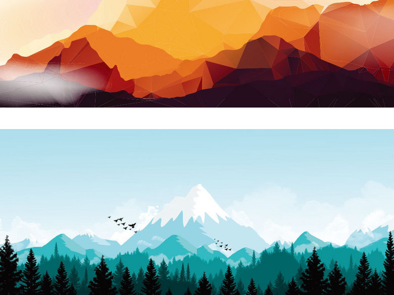 天山雪峰山峰插画背景高清图(图片编号:16136