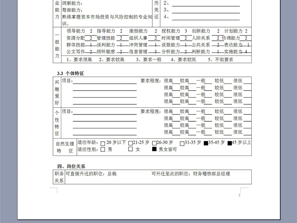 财务副总裁职务说明书