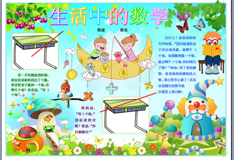 生活中的数学电子小报A4(图片编号:16136998