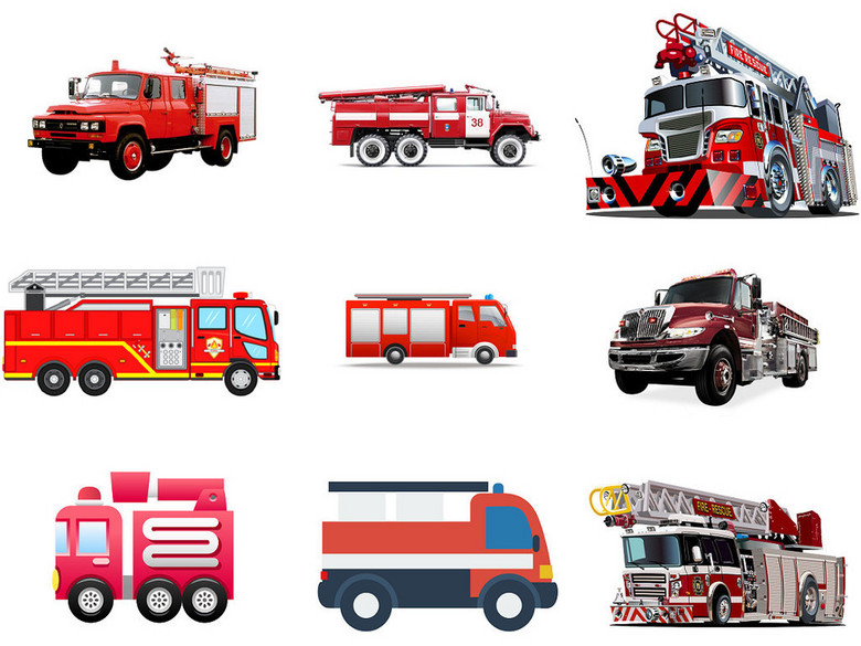 消防工具各种消防车云梯免抠png素材2(图片编