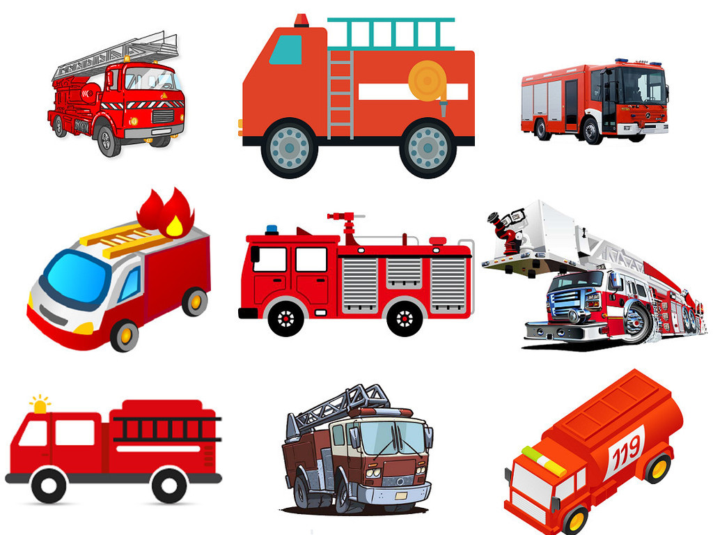 消防工具各种消防车云梯免抠png素材1