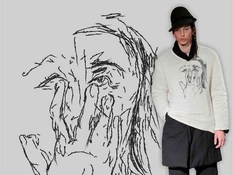 山本耀司手绘头像涂鸦大牌T恤卫衣印花图案(图