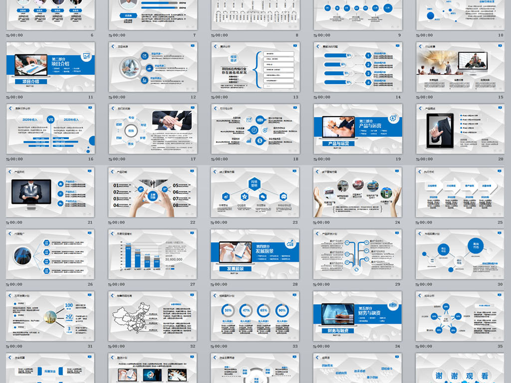 项目计划书ppt|蓝白商业项目计划书ppt模板