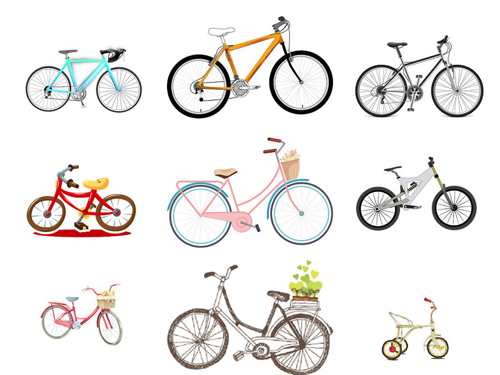 可爱学生卡通自行车单车免抠图素材3
