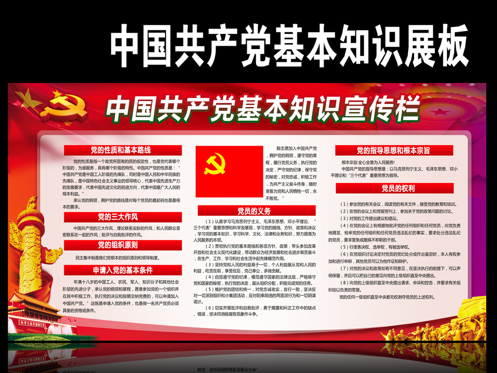 中国共产党基本知识宣传栏展板