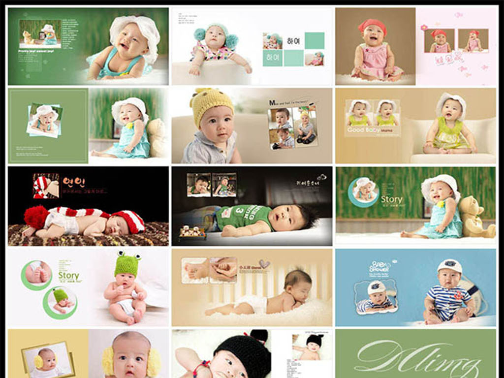 儿童相册模板之宝宝百日照相册设计PSD