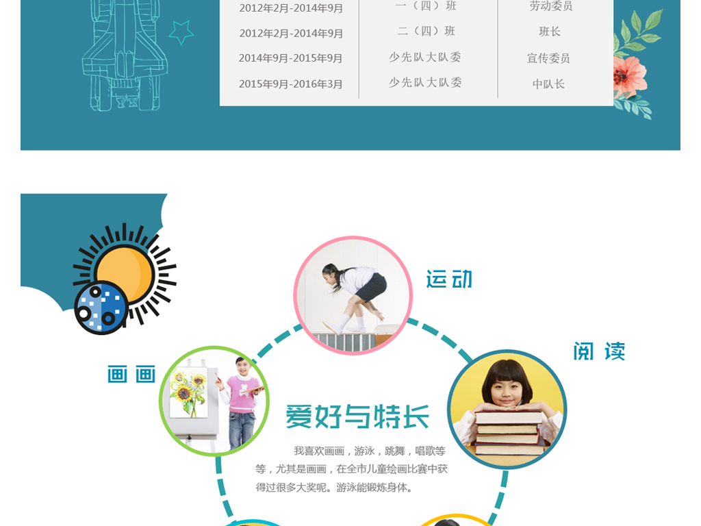 班干部竞选学生会小学生个人简历ppt模板图片