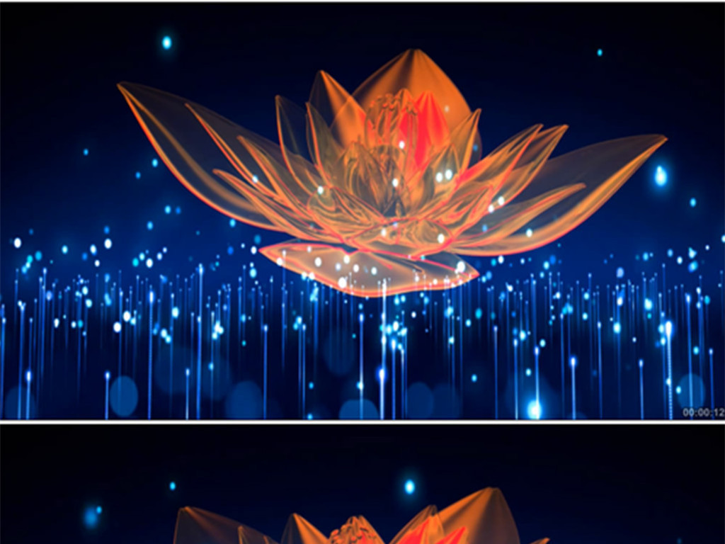 粒子星空莲花旋转唯美舞台背景led动态视频