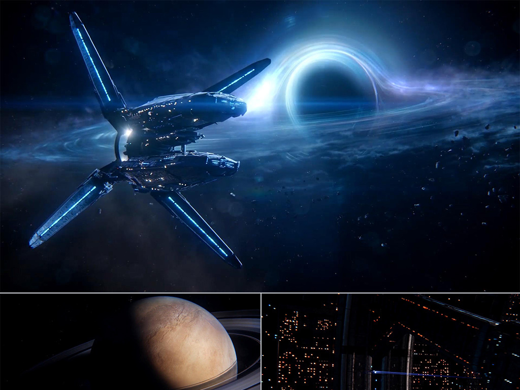 星际穿越宇宙飞船外太空探索CG动画视频