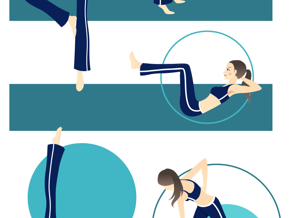 韩国运动健身瑜伽美女矢量人物