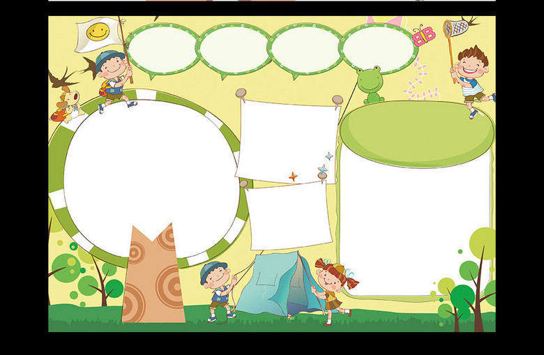 绿色春天植树节春游手抄报小报模板(图片编号