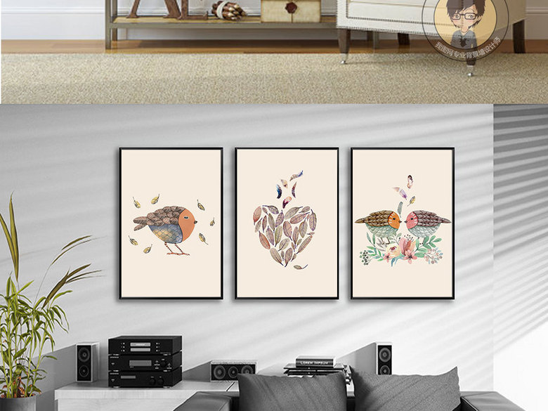 北欧风卧室床头爱情鸟装饰画(图片编号:16163