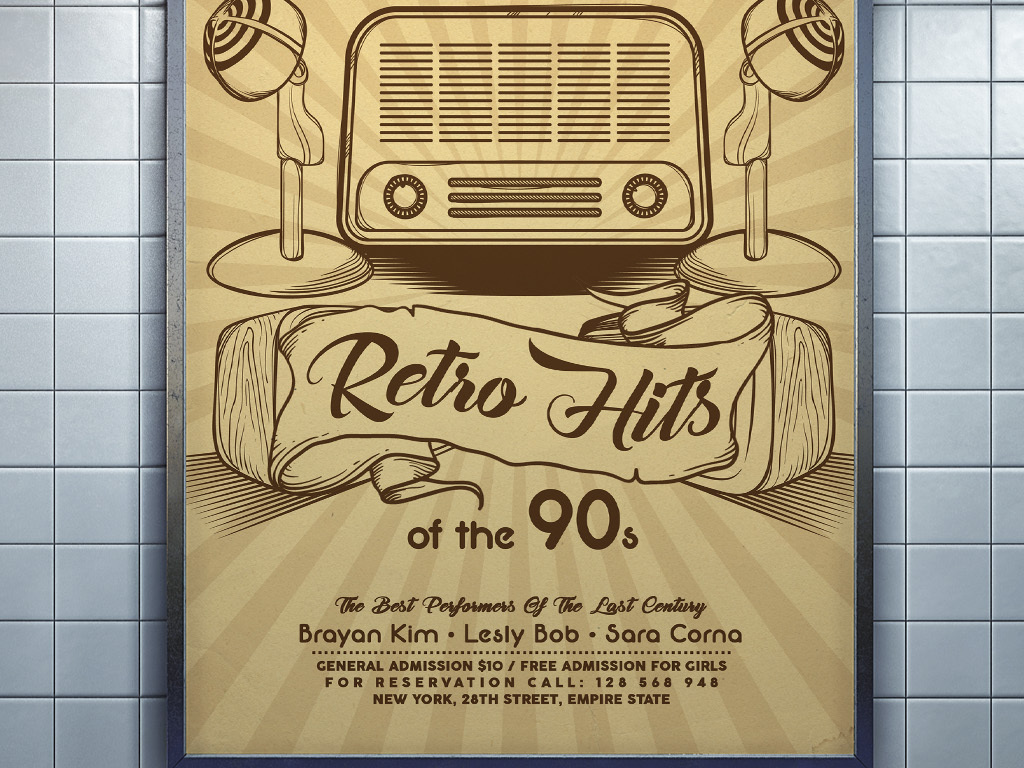 手绘复古音乐电台主持人大赛宣传海报模板