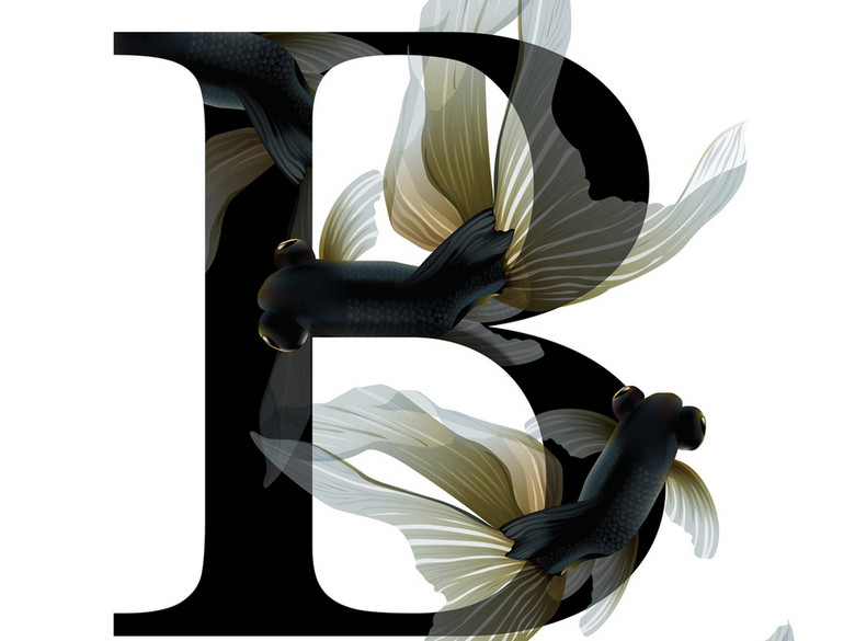 26个海洋生物艺术英文字母矢量设计素材(图片