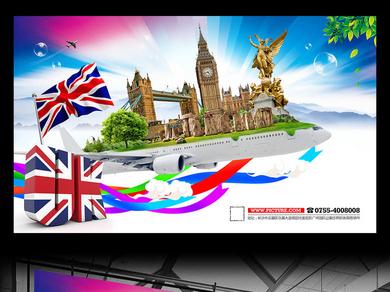 魅力英国旅游广告活动宣传背景模板设计(图片
