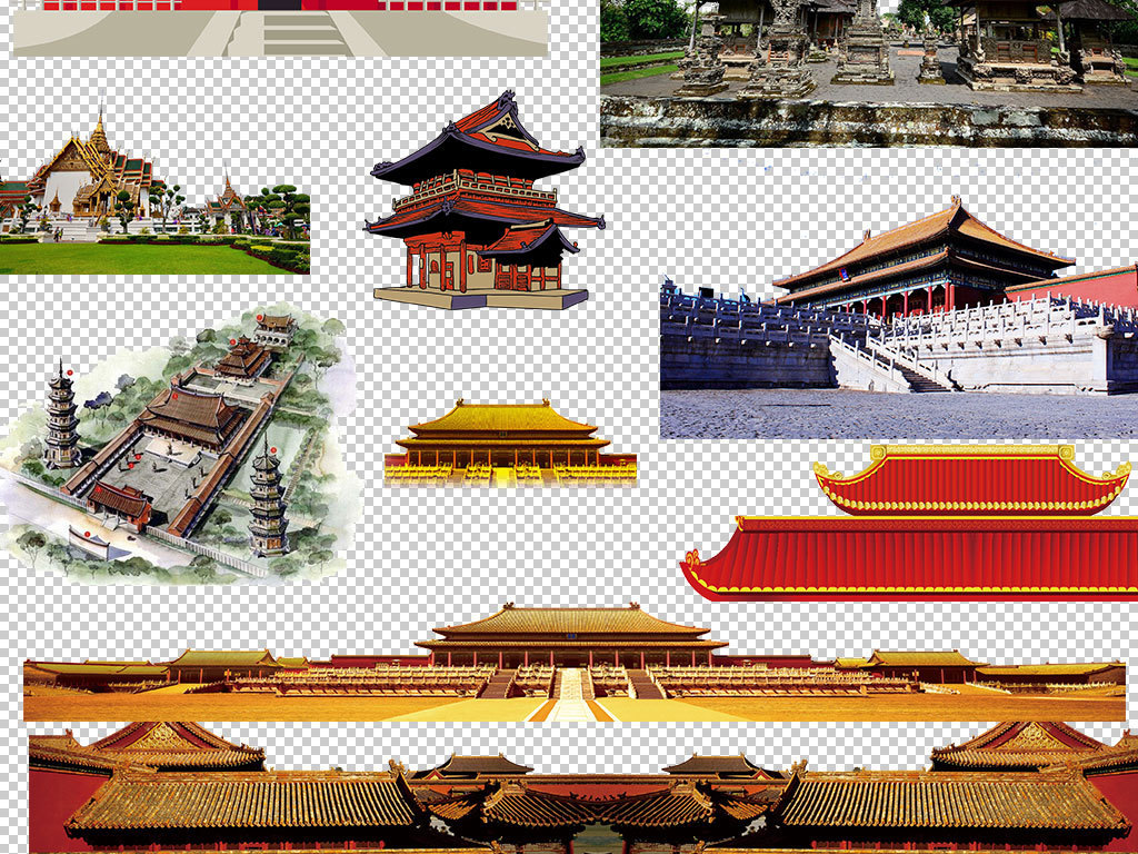 唐朝中国三维建筑三维动画雄伟大气唯美设计元素皇宫手绘人物手绘背景图片