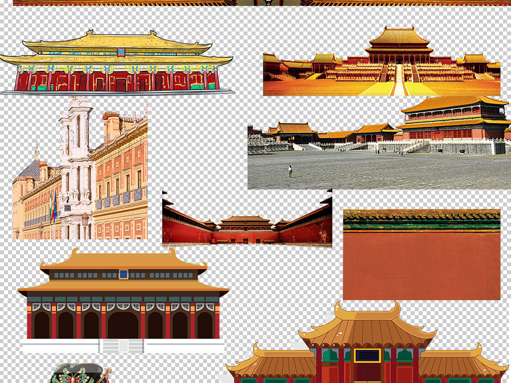 唐朝中国三维建筑三维动画雄伟大气唯美设计元素海报素材皇宫手绘人物图片