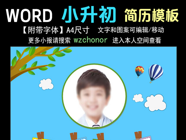 小升初简历小学生个人简历幼升小儿童简历(图