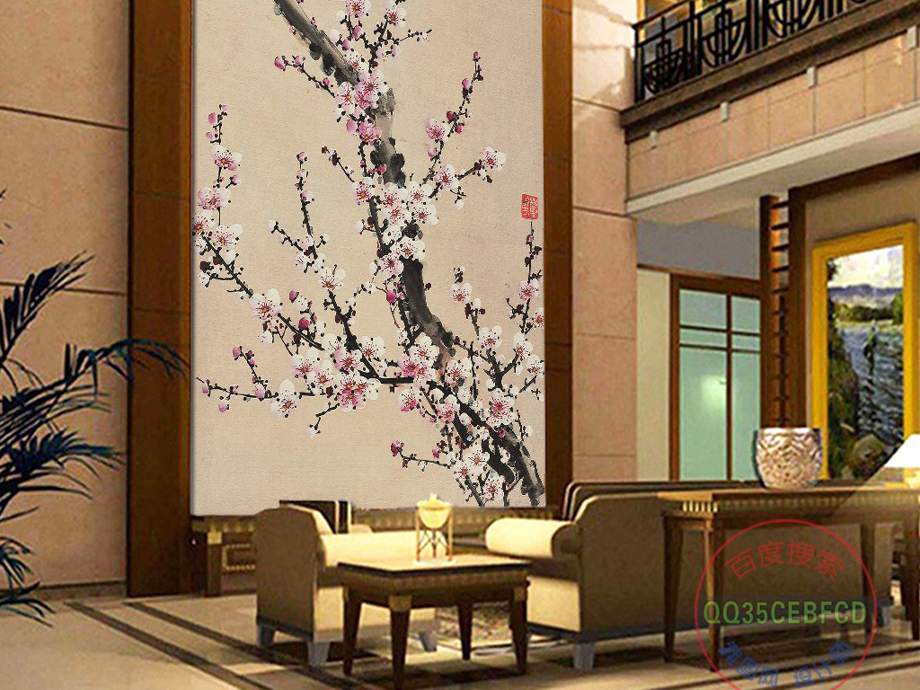 背景墙|装饰画 玄关 山水花鸟玄关图 > 红梅花  版权图片 分享