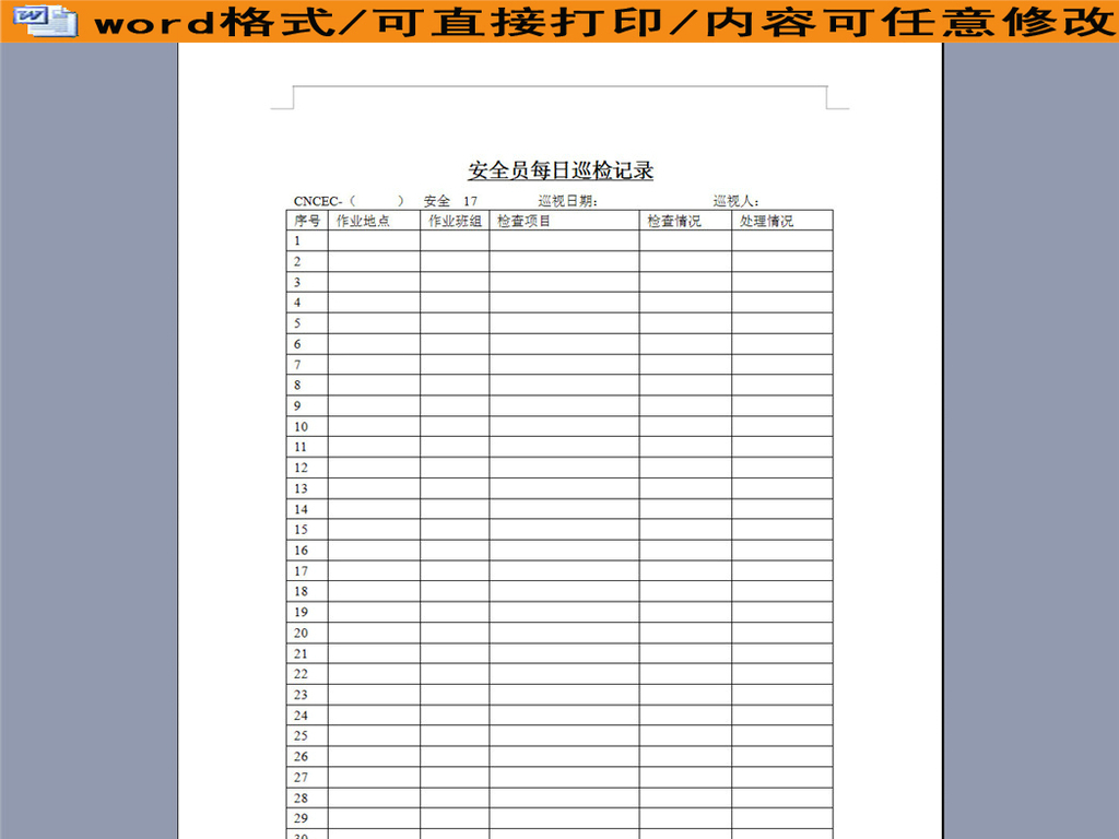 安全员每日巡检记录