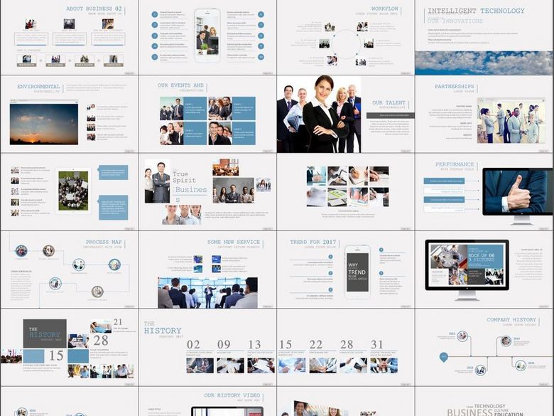 团队介绍企业服务总结案例展示PPT模板(图片