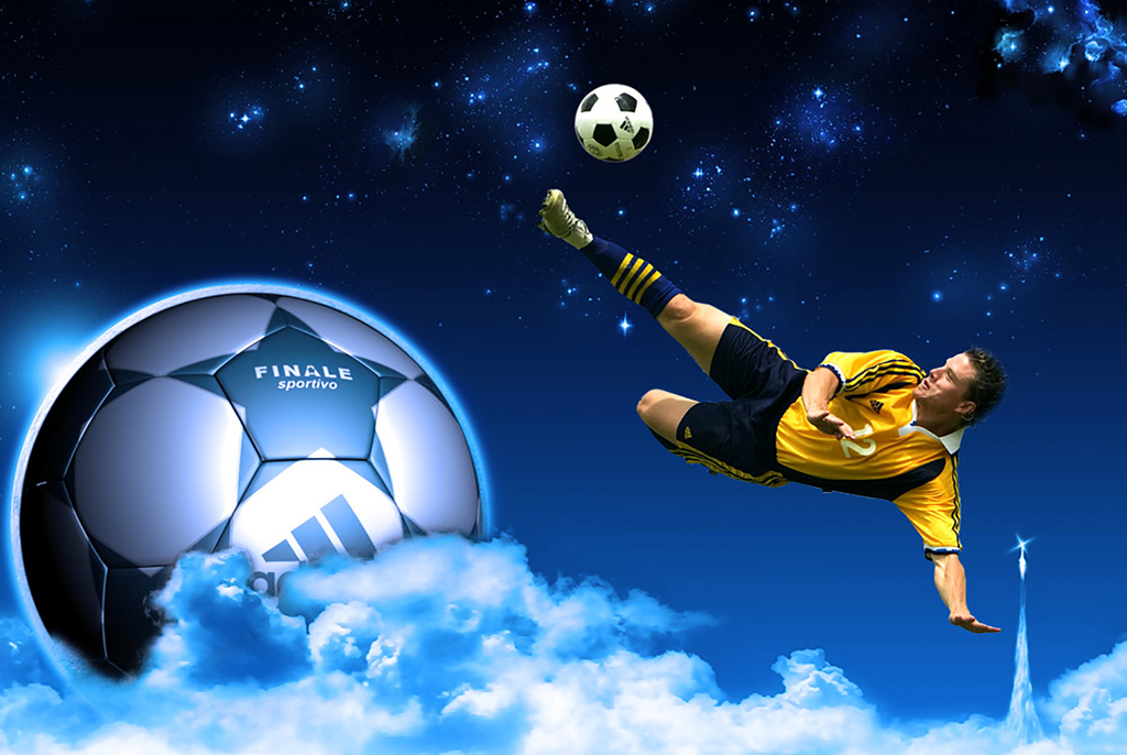 世界杯足球月色星空月亮足球设计模板PSD分层