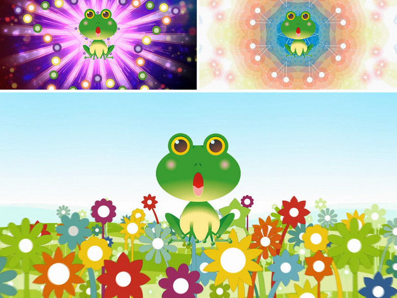 儿歌小跳蛙舞台背景视频六一儿童节卡通背景(