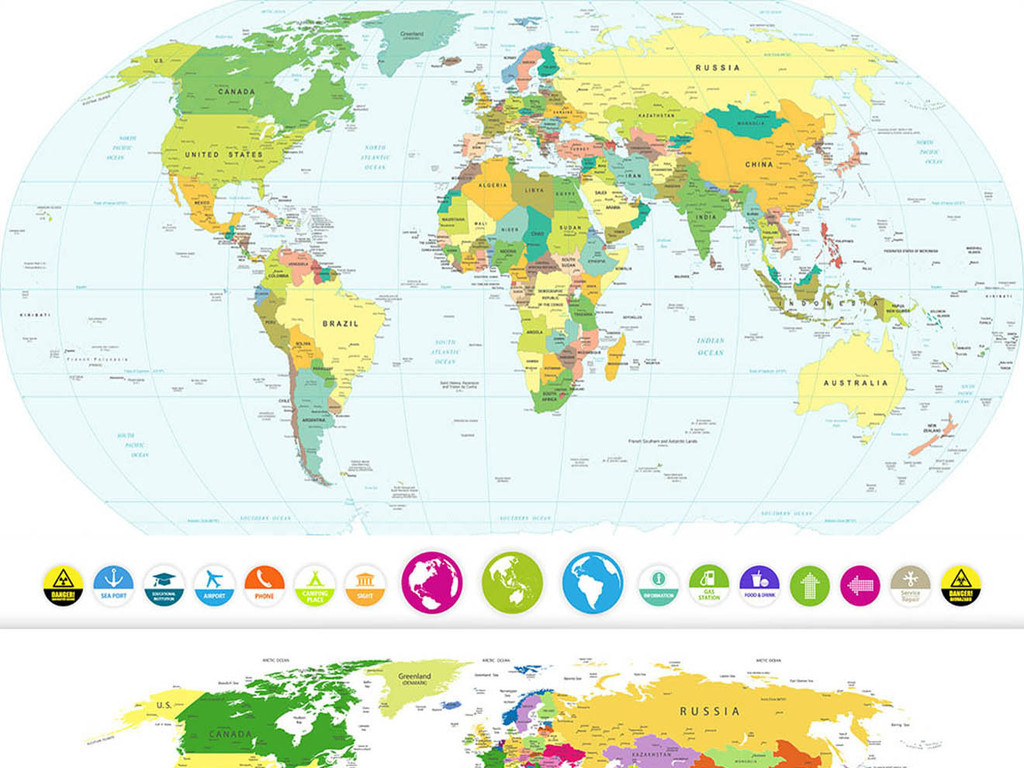 2017年彩色高清矢量世界地图印刷精度
